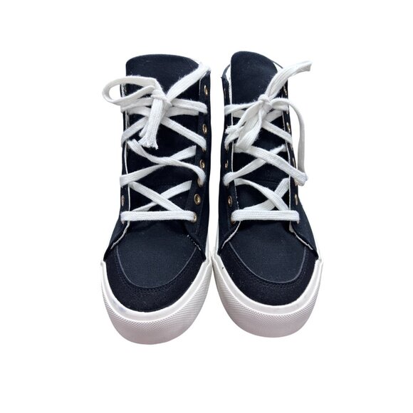 Unisex High-Top Canvas Sneakers Size 9.5 US Lace-Up Casual Shoes Black & White M - Picture 2 of 10